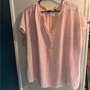Apt. 9 Pink Boxy Blouse with Mandarin Collar